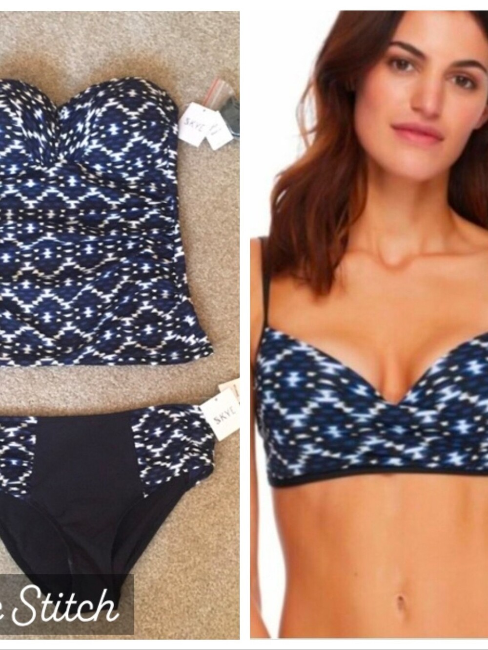NWT Matching SKYE Swimwear Set Vestige Print Tankini Bikini Top Bottom SMALL